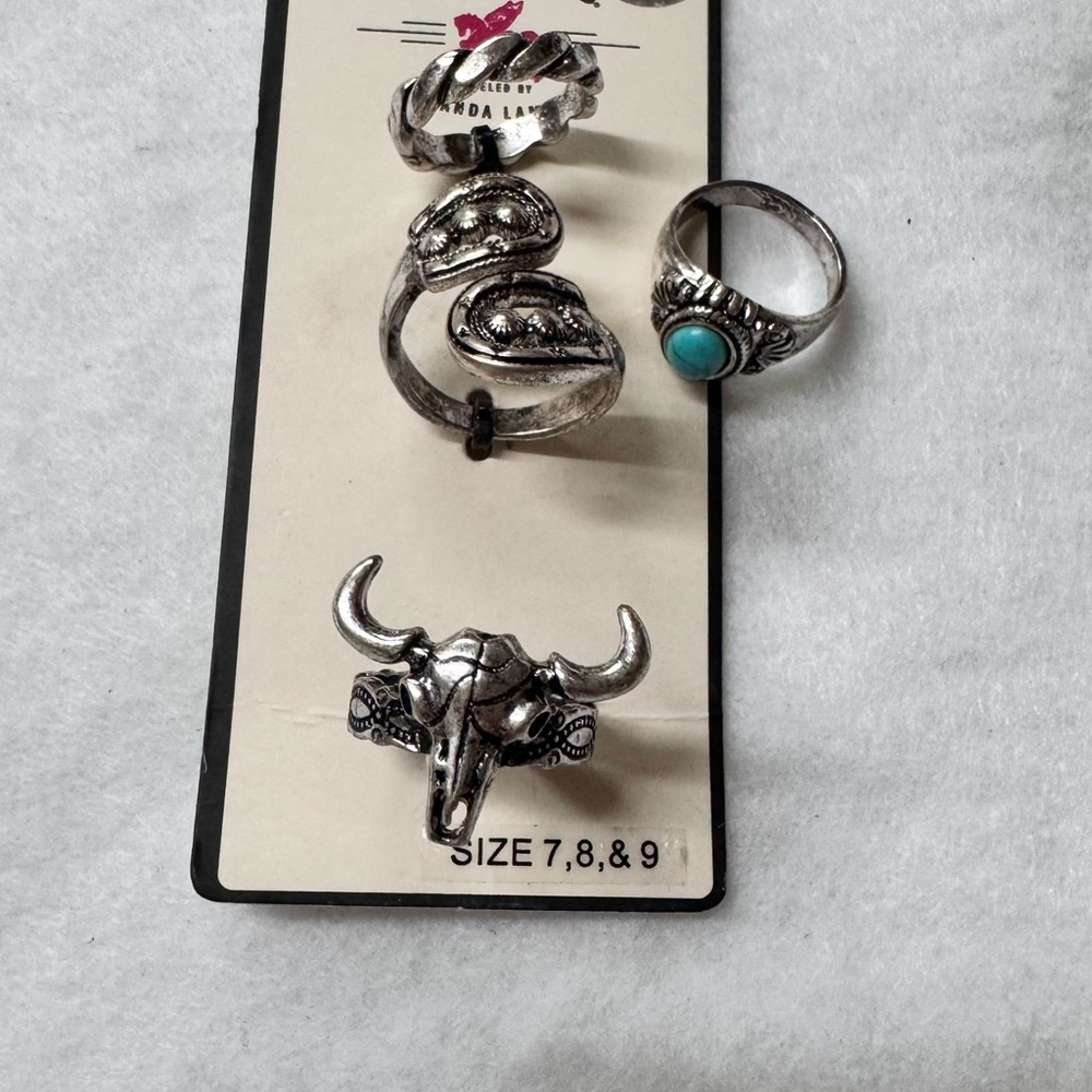 IDYLLWIND-4pcs. Silver w Turquoise Rings